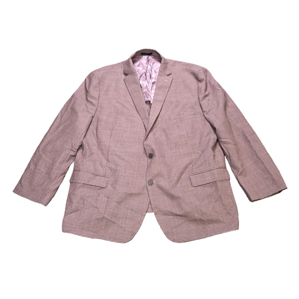 Michael Kors Micro Houndstooth Blazer Sport Coat Mens 54R Mauve Pink Brown Wool